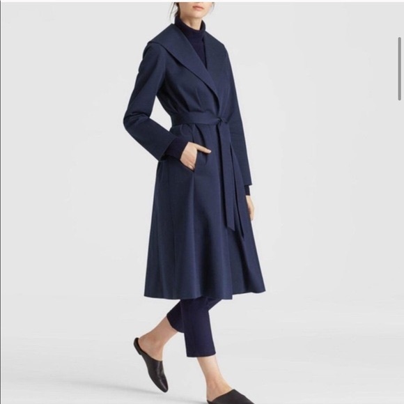 Eileen Fisher Jackets & Blazers - NWT Eileen Fisher Navy Wide Collar Trench Coat!!